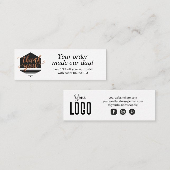 Carte de remerciements de commande personnalisée m (Devant / Derrière)