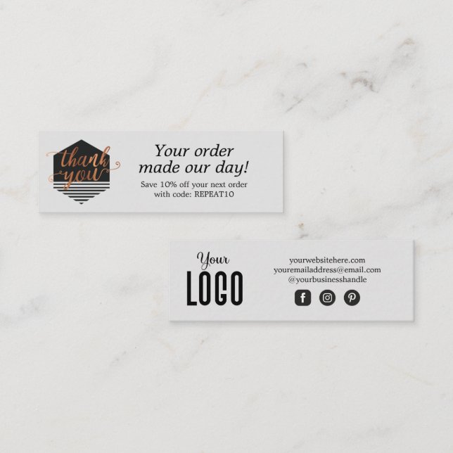 Carte de remerciements de commande personnalisée m (Devant / Derrière)