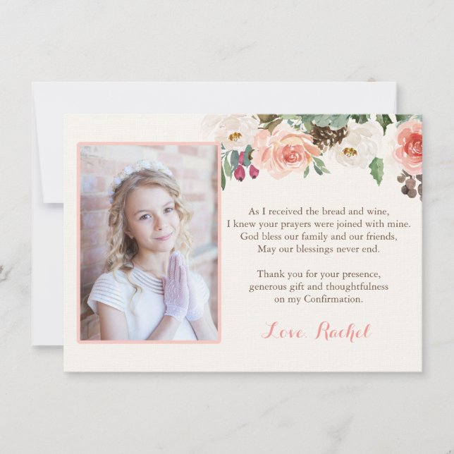Carte de remerciements de communion d'hiver (Devant)