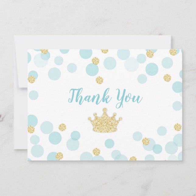 Carte de remerciements de Confetti Bleu et Or (Devant)