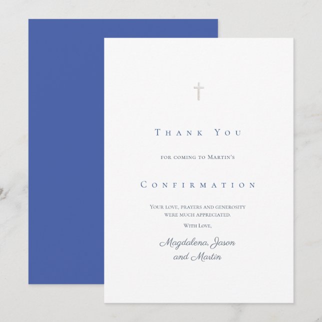 Carte de remerciements de confirmation (Devant / Derrière)