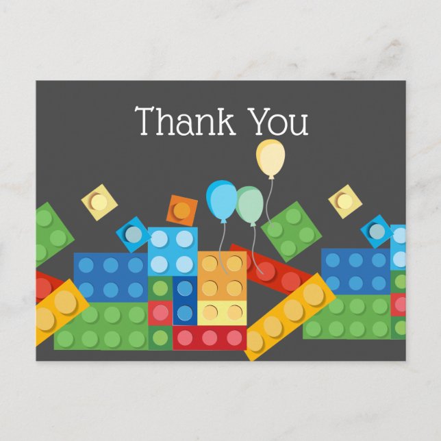 carte de remerciements de construction, bloc, joue (Devant)