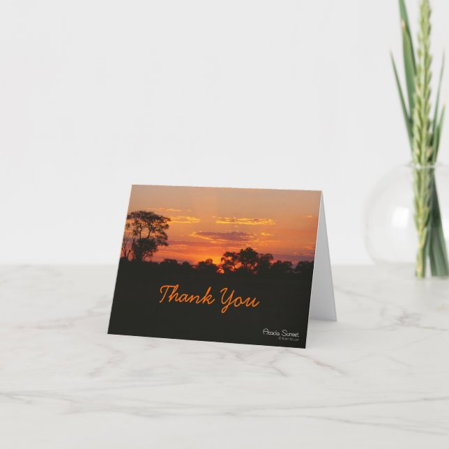 Carte de remerciements de coucher de soleil Acacia (Devant)