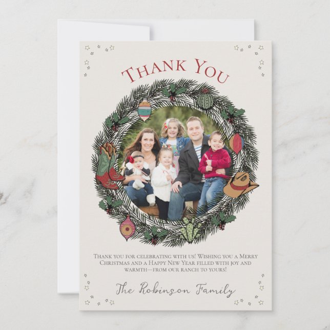 Carte de remerciements de couronne de Noël (Devant)