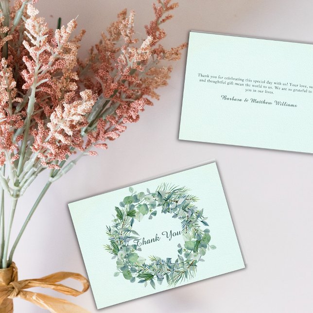 Carte de remerciements de couronne d'eucalyptus pl (Créateur téléchargé)