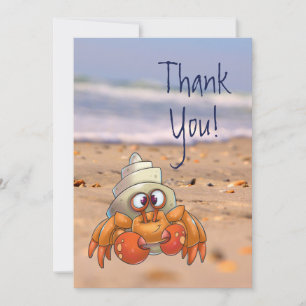 Carte de remerciements de crabe Hermite Carton mig