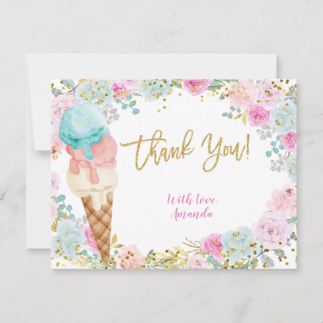 Carte de remerciements de crème glacée Pastel (Devant)
