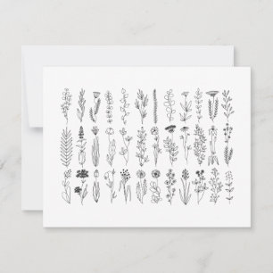 Carte de remerciements De Dessin D'Encre Fleurs Et