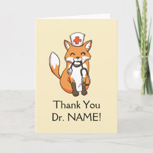 Carte de remerciements de dessin mou Fox Docteur M