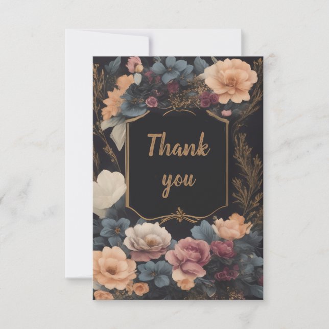 Carte de remerciements de deuil funéraire Floral B (Devant)