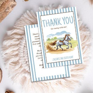 Carte De Remerciements De deux les courses cheval équestre derby annivers