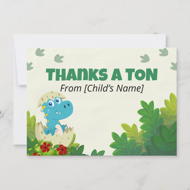 Carte de remerciements de dinosaure roarsome modif (Devant)