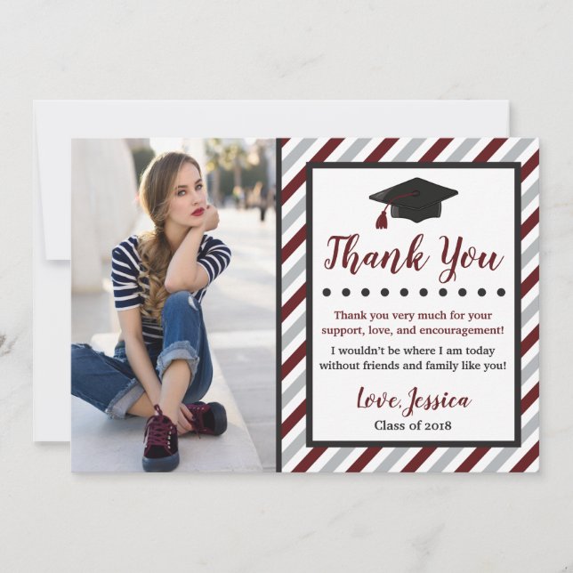 Carte de remerciements de diplôme avec photo| Maro (Devant)