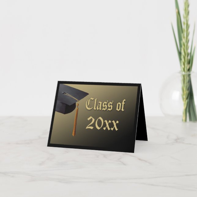 Carte de remerciements de diplôme, Casquette noir  (Devant)