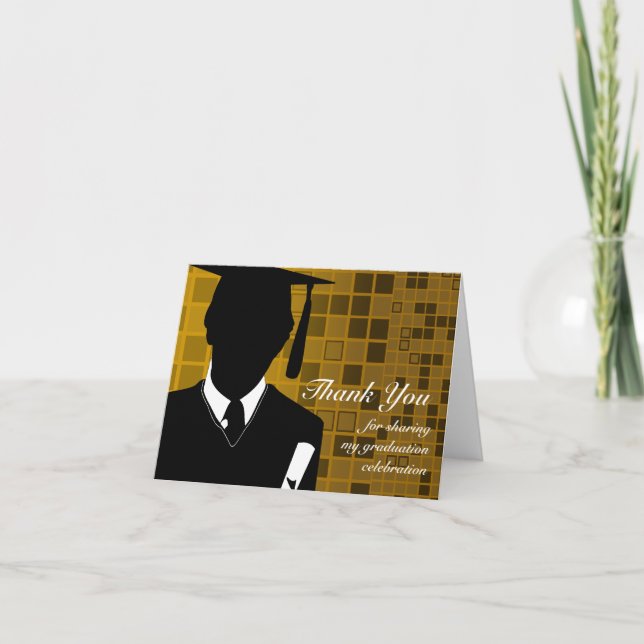 Carte de remerciements de diplôme Mosaic Gold (Devant)