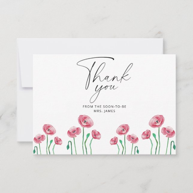 Carte de remerciements de douche à nuptiale floral (Devant)