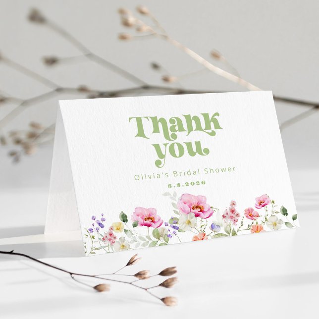 carte de remerciements de douche nuptiale fleur sa (Créateur téléchargé)