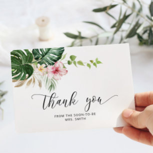 Carte de remerciements de douche tropicale hydroco