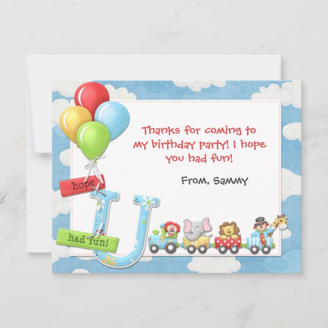 Carte de remerciements de fête d'anniversaire de (Devant)