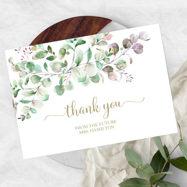 Carte de remerciements de Fête des mariées Eucalyp (Créateur téléchargé)