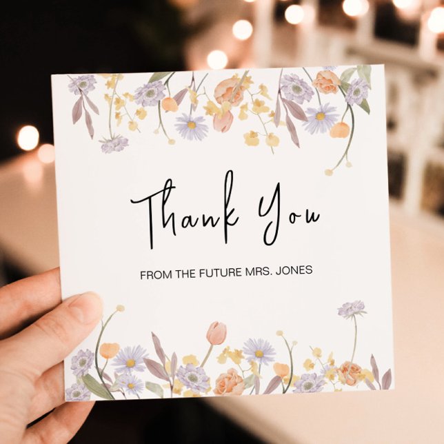 Carte de remerciements de Fête des mariées Fleur s (Créateur téléchargé)