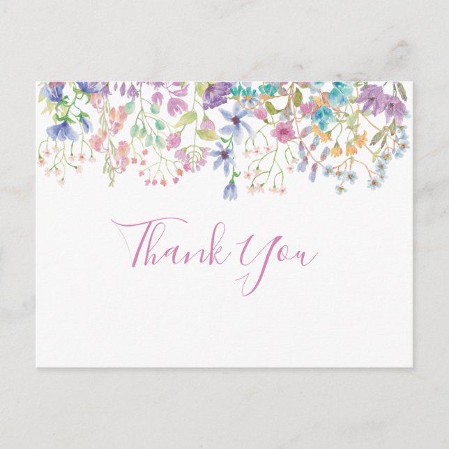 Carte de remerciements de Fête des mariées florale (Devant)