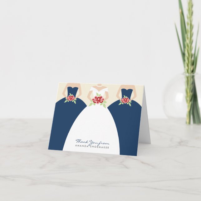 Carte de remerciements de Fête des mariées mariage (Devant)