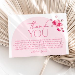Carte de remerciements de Fête des mariées rose ch