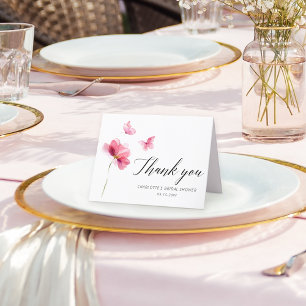 Carte de remerciements de Fête des mariées rose fl