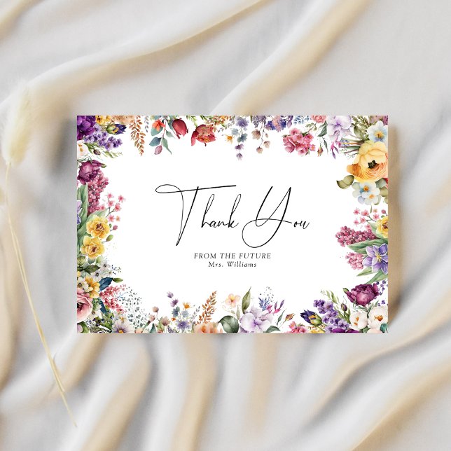 Carte de remerciements de Fêtes des mariées floral (Créateur téléchargé)