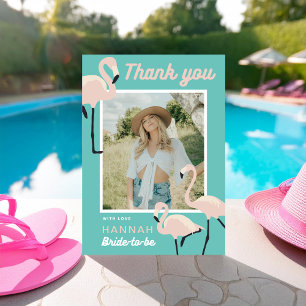 Carte de remerciements de Flamant rose bleu rétro