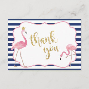 Carte de remerciements de Flamant rose de rayure