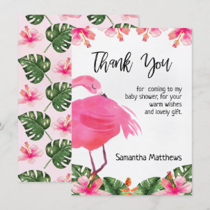 Carte de remerciements de Flamant rose tropical
