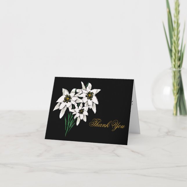 Carte de remerciements de fleur d'edelweiss (Devant)