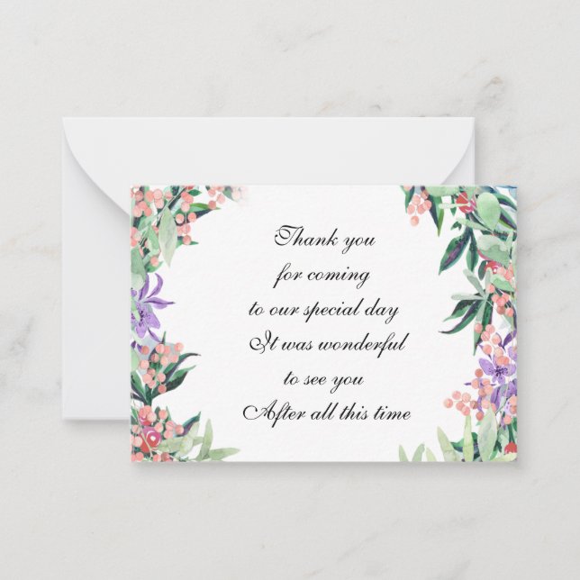 Carte de remerciements de fleurs d'aquarelle (Devant)