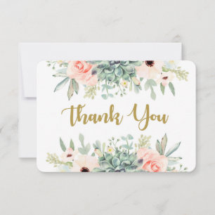 Carte de remerciements de fleurs d'aquarelle succu