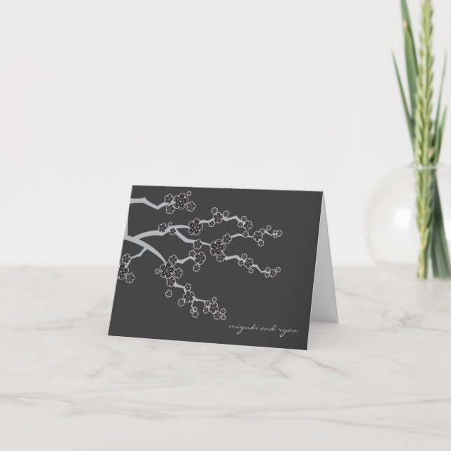 Carte de remerciements de fleurs de cerisiers de S (Devant)