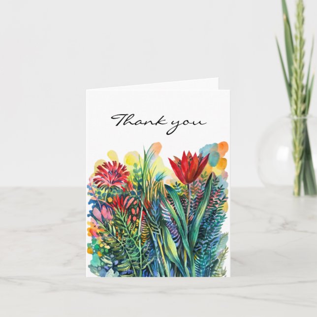 Carte de remerciements de fleurs de jardin rouge (Devant)