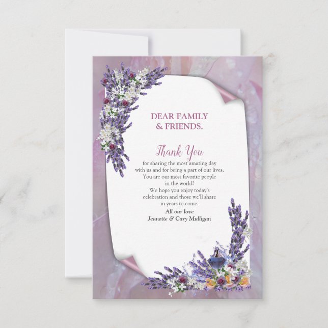 Carte de remerciements de fleurs de Tuberose et de (Devant)