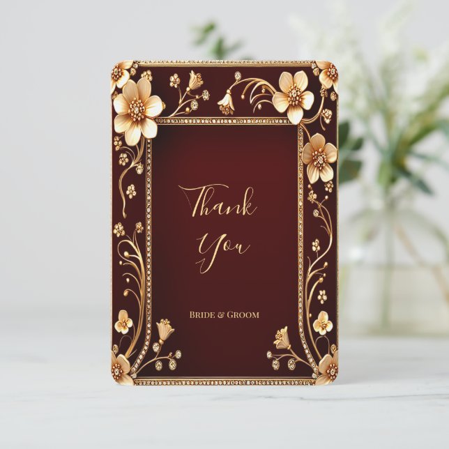 Carte de remerciements de fleurs dorées de Bourgog (Debout devant)