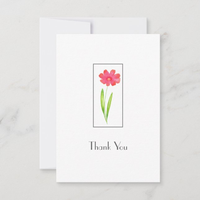 Carte de remerciements de fleurs rouge, rose (Devant)