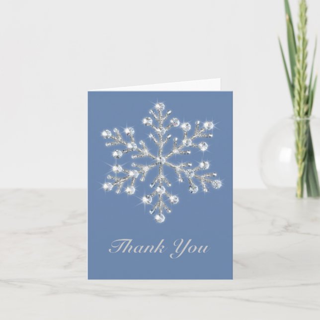 Carte de remerciements de flocons de neige en cris (Devant)