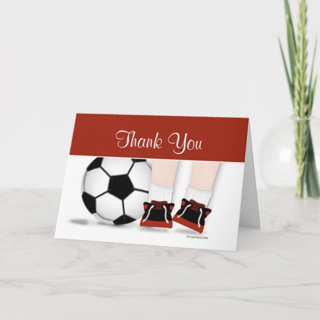 Carte de remerciements de football en rouge (Devant)
