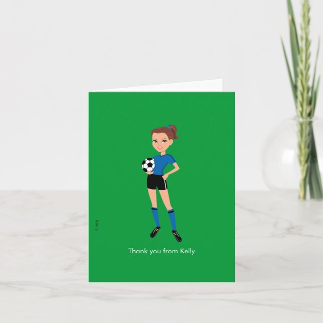 Carte de remerciements de football féminin illustr (Devant)