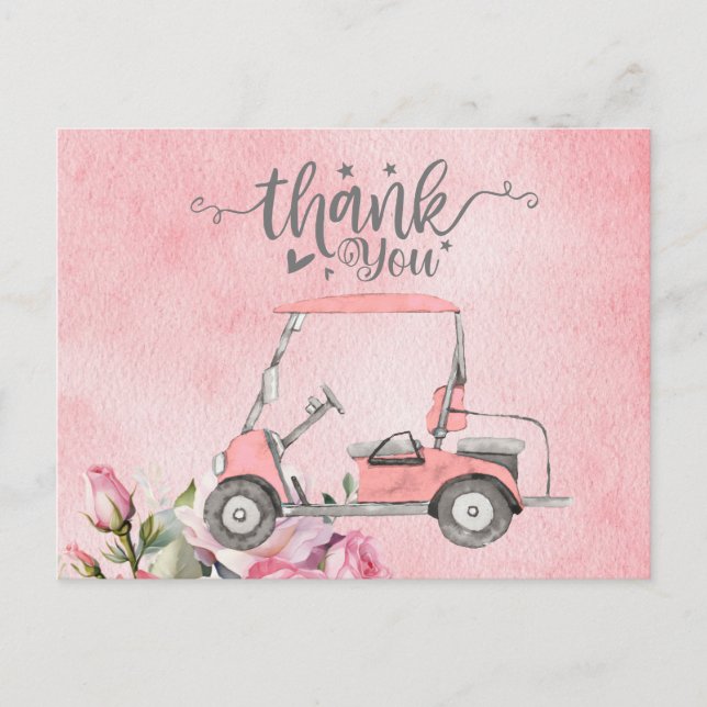 Carte de remerciements de golf avec aquarelle de v (Devant)