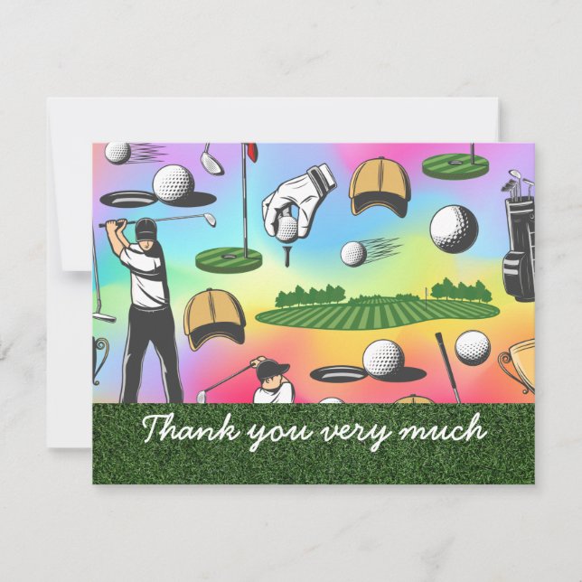 Carte de remerciements de golf avec casquette de b (Devant)