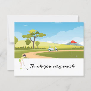 Carte de remerciements de golf avec femme golfeuse