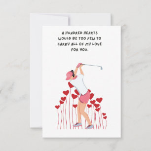 Carte de remerciements de golf avec femme or aquar