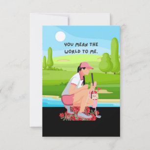Carte de remerciements de golf avec femme or aquar