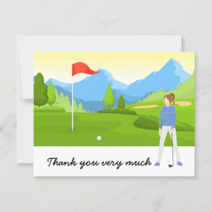 Carte de remerciements de golf avec golfeur en ver